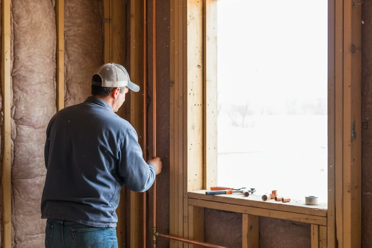 Licensed plumber running new copper supply lines in a Osceola home