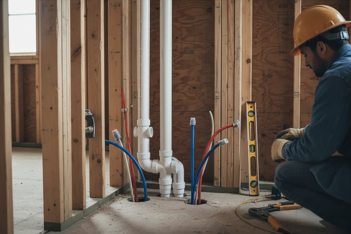 Drain and supply rough-in during Sump Pump Repair in Osceola